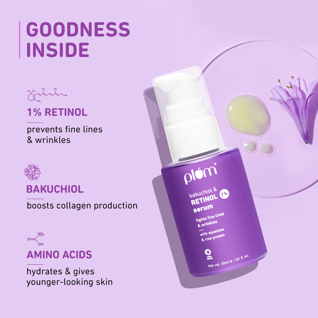 1% Retinol & Bakuchiol Face Serum For Ageing Skin
