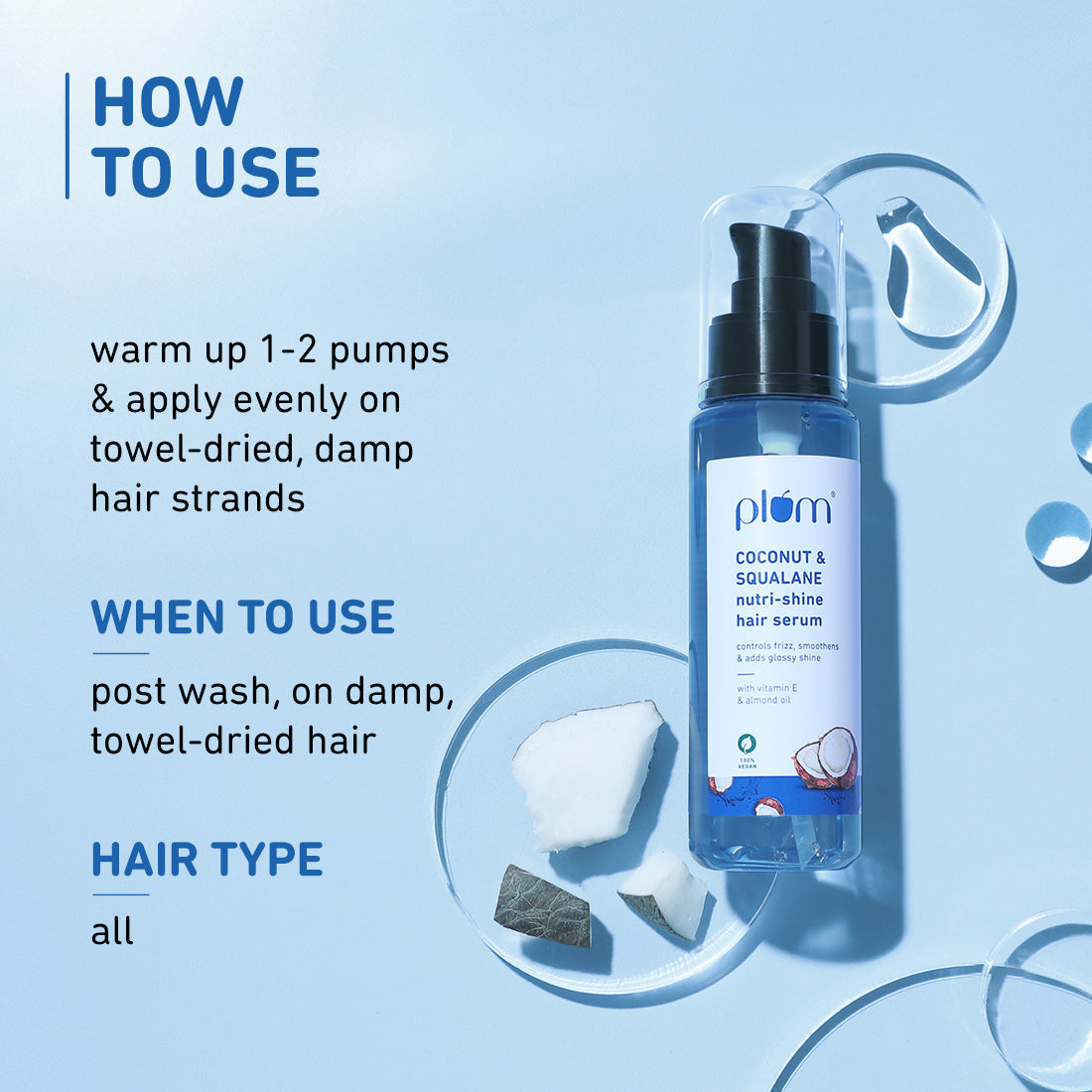 Coconut & Squalane Hair Serum For Soft & Shiny Hair