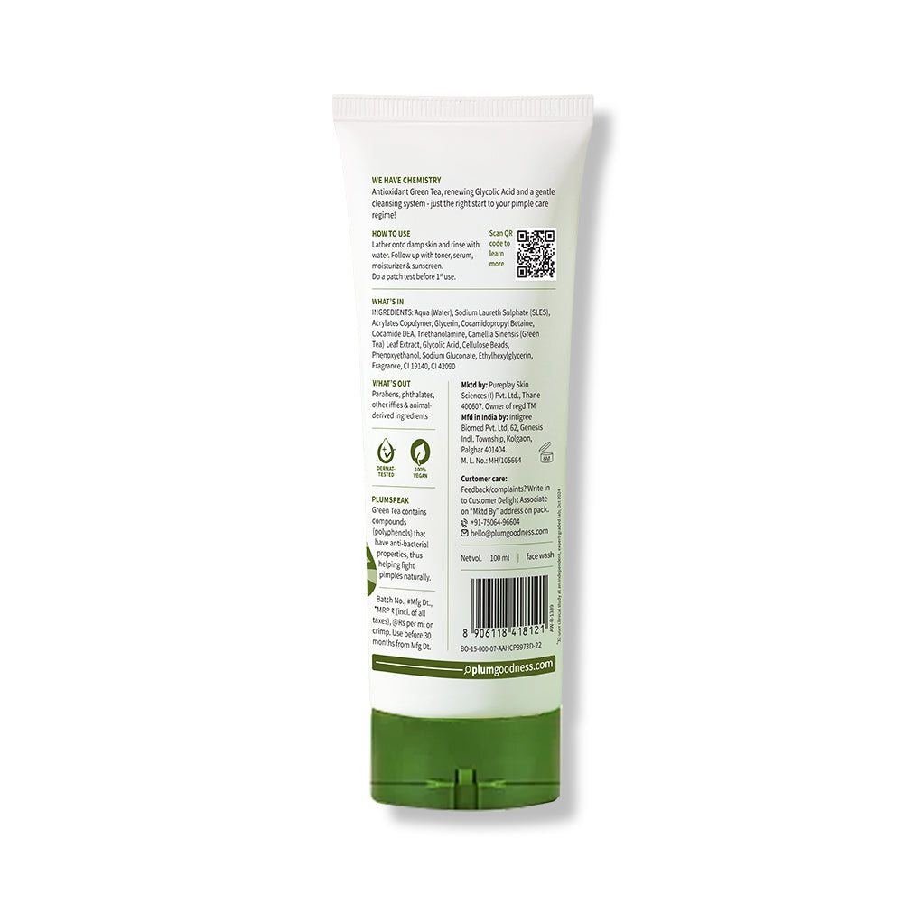 Green Tea Pore Cleansing Face Wash For Oily & Acne-Prone Skin