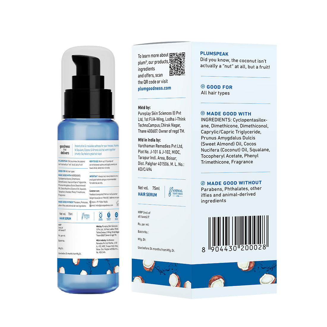 Coconut & Squalane Hair Serum For Soft & Shiny Hair