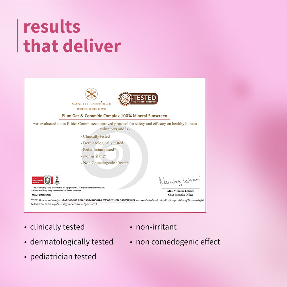 Plum Oat & Ceramide Complex 100% Mineral Sunscreen 50 PA+++