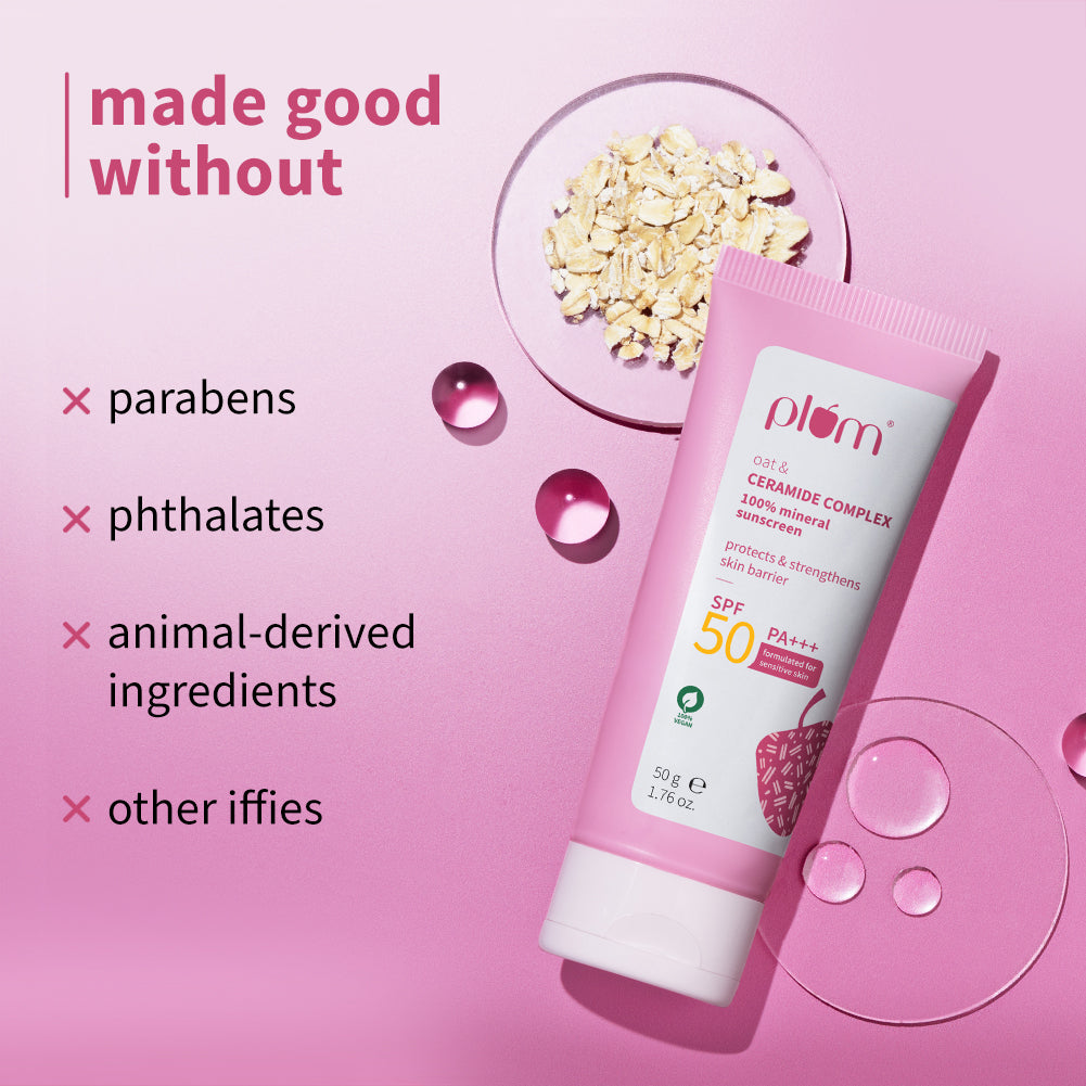 Plum Oat & Ceramide Complex 100% Mineral Sunscreen 50 PA+++