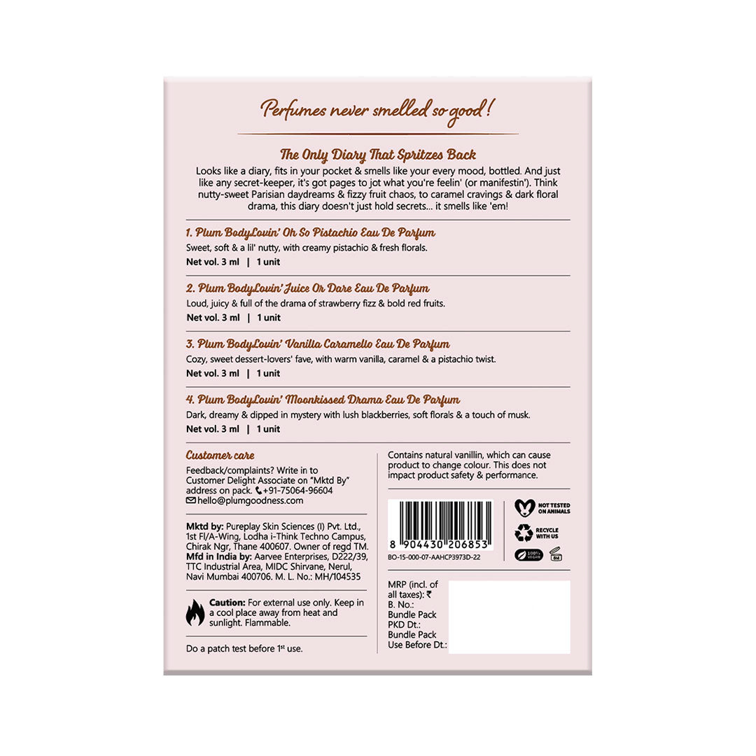 Pocket Diary Perfume Discovery Set by Plum BodyLovin"
