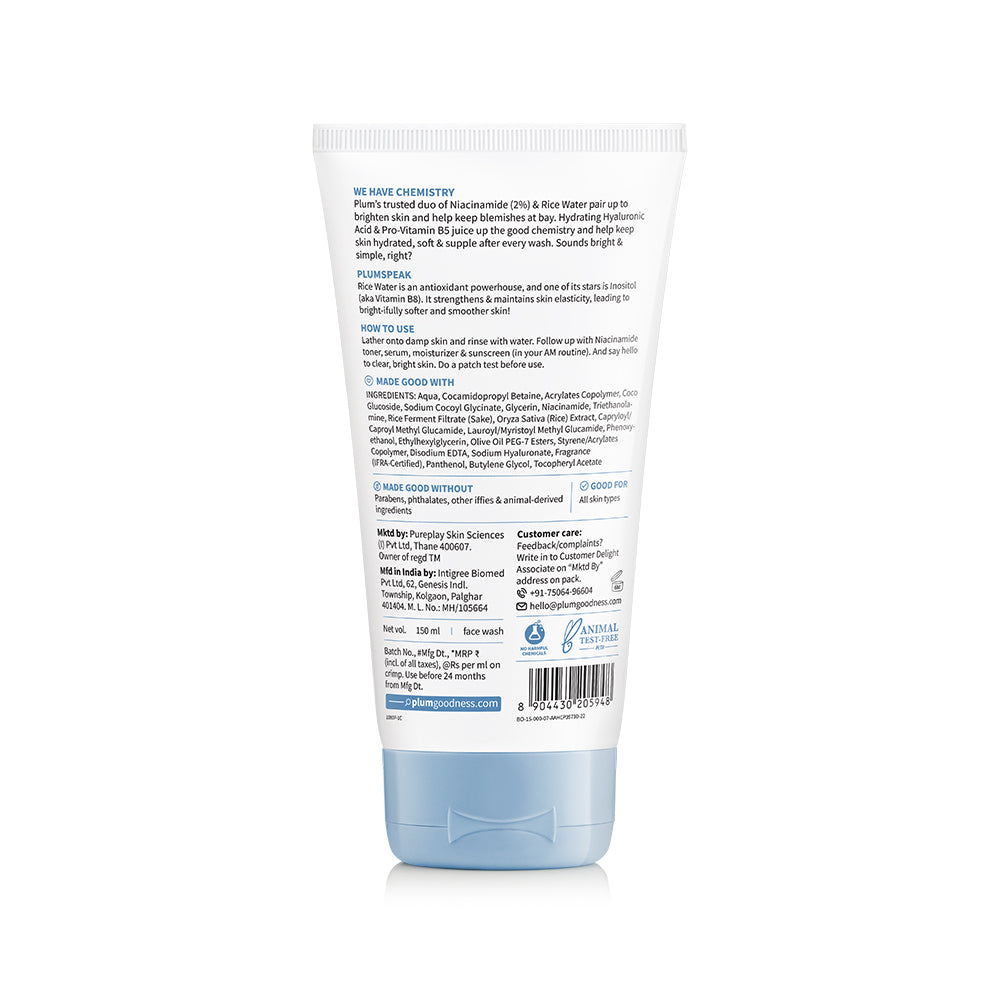2% Niacinamide & Rice Water Face Wash For Clear & Bright Skin