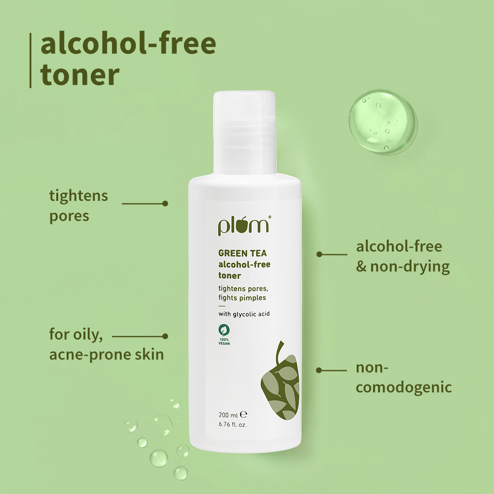 Plum Green Tea CTM routine for Oily, Acne-prone Skin with Green Tea Face Wash, Green Tea Toner and Green Tea Moisturizer