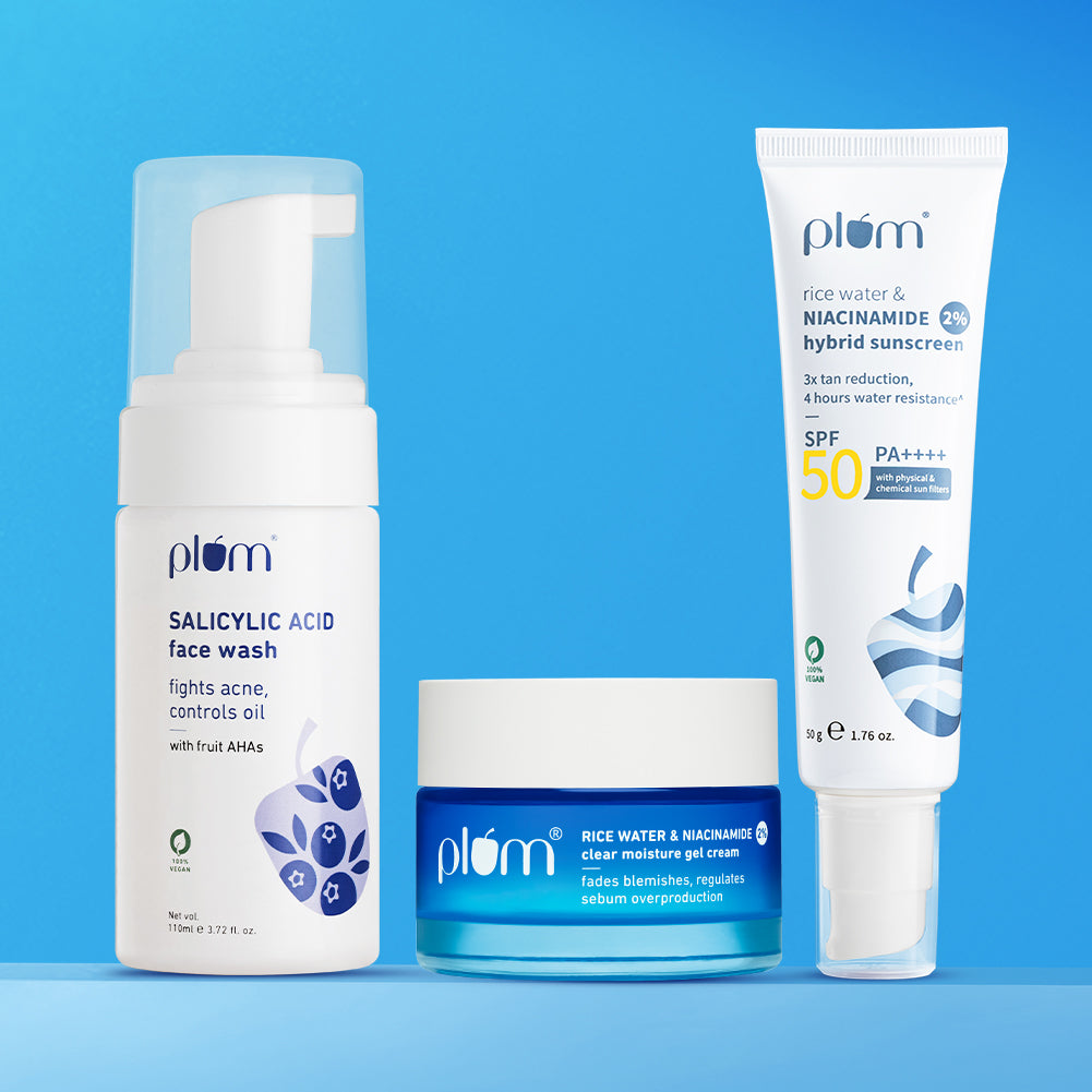 Brightening Combo for Acne-prone skin with Salicylic Acid Face Wash, Niacinamide Gel Cream & Niacinamide SPF50 Sunscreen